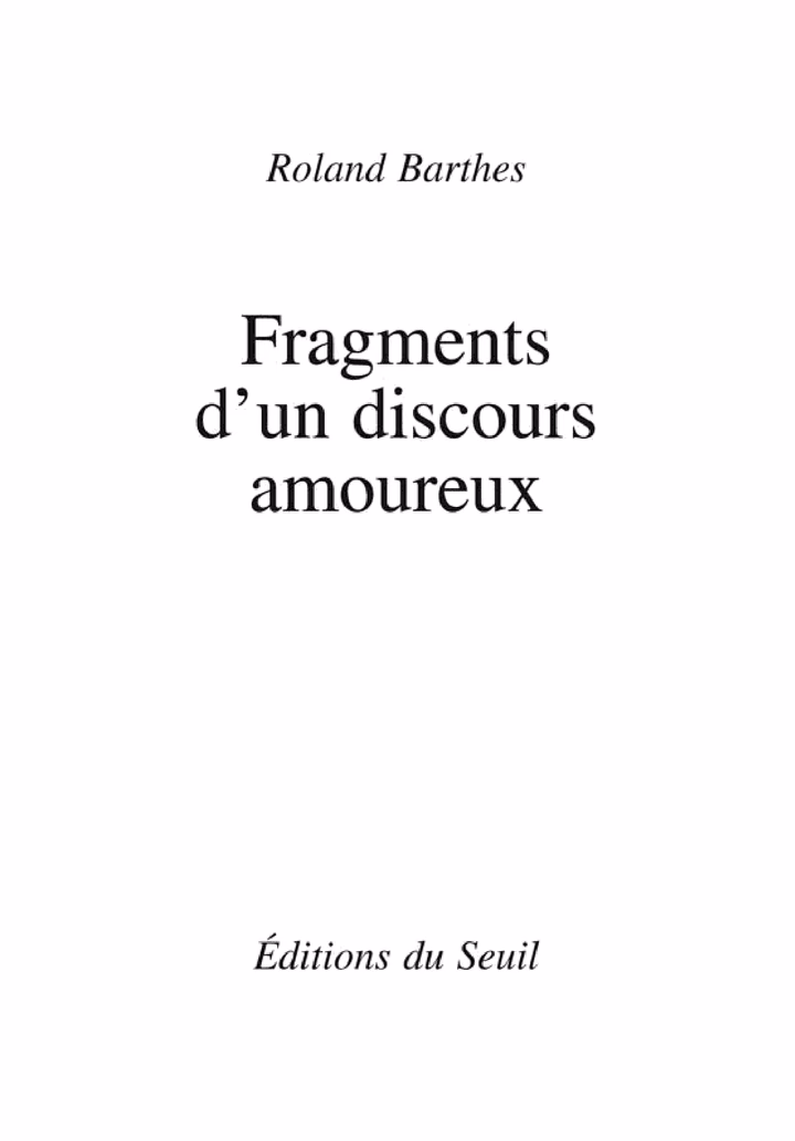 Fragments d'un discours amoureux